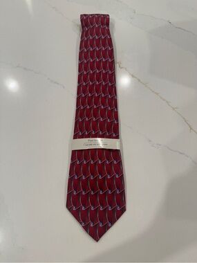 Protocol 100% Silk Tie Red Patterned Men’s Necktie Business Formal Luxury NWT